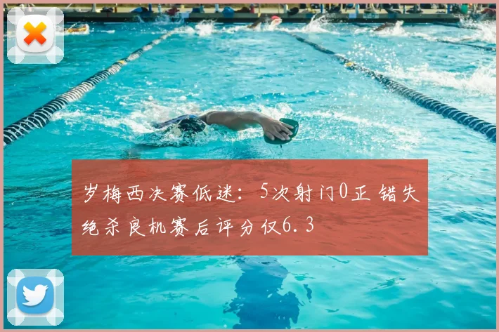 岁梅西决赛低迷：5次射门0正 错失绝杀良机赛后评分仅6.3